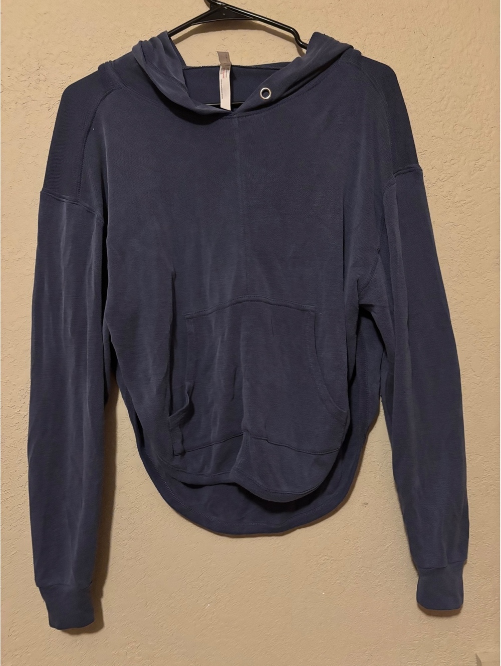 Free People Movement Navy Blue Lightweight Hoodie with Open Back Design